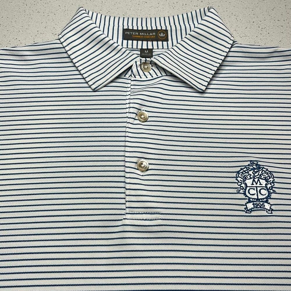 Peter Millar Summer Comfort Striped Polo Mens Medium w/chest emblem